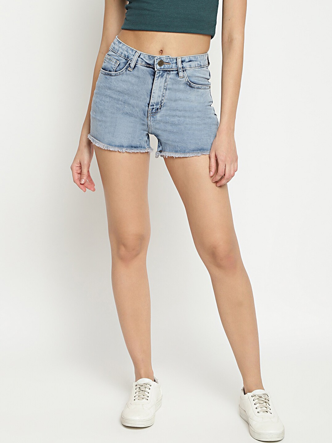

Belliskey Women Blue Denim Denim Shorts