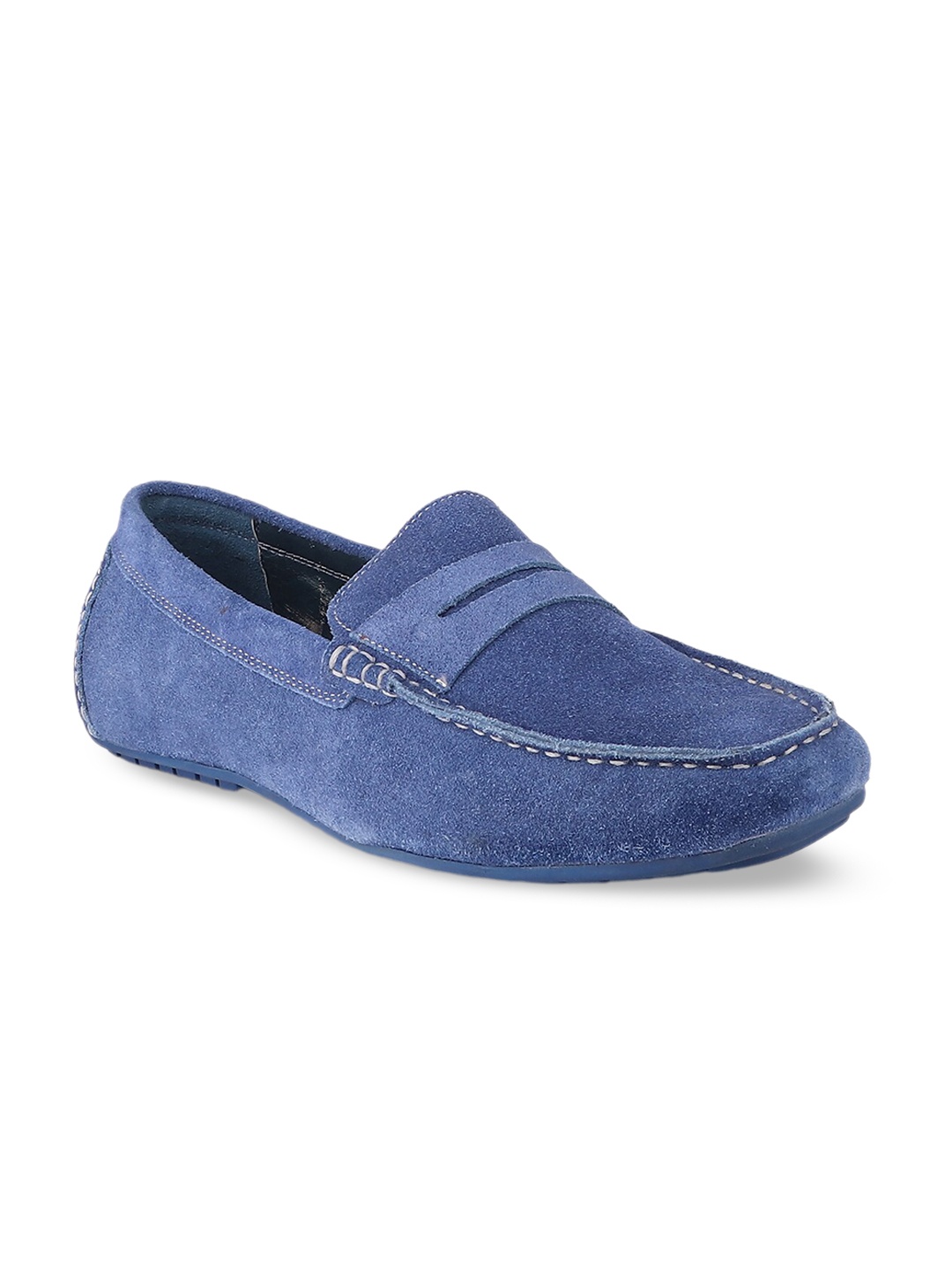 

TOP BRASS Men Blue Solid Leather Formal Shoes