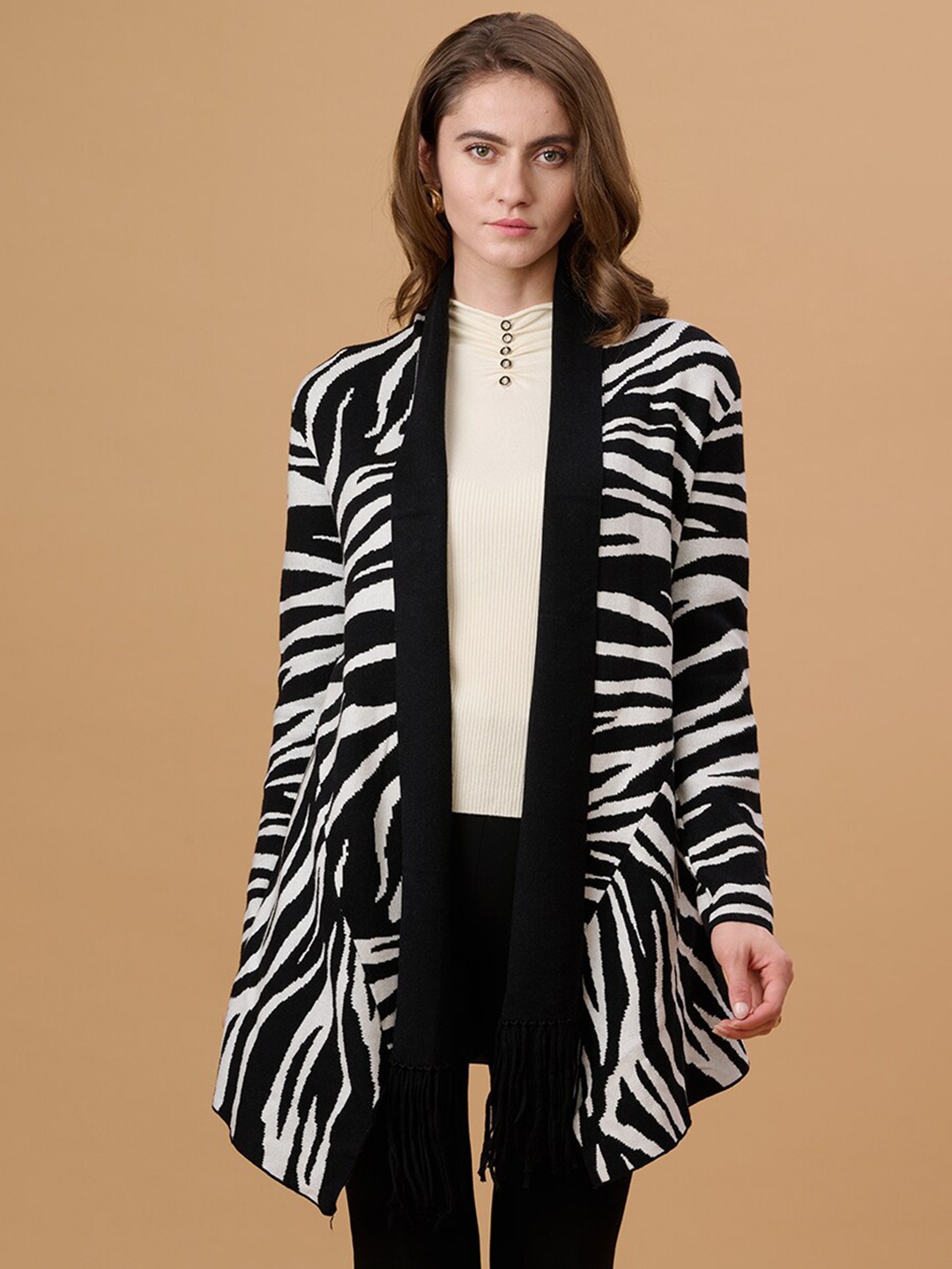 

Gipsy Women Black Striped Longline Overcoat