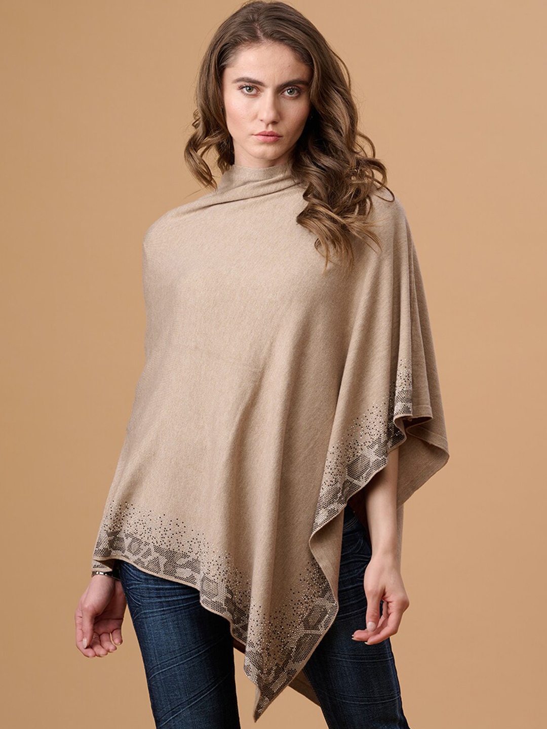 

Gipsy Women Beige Longline Poncho