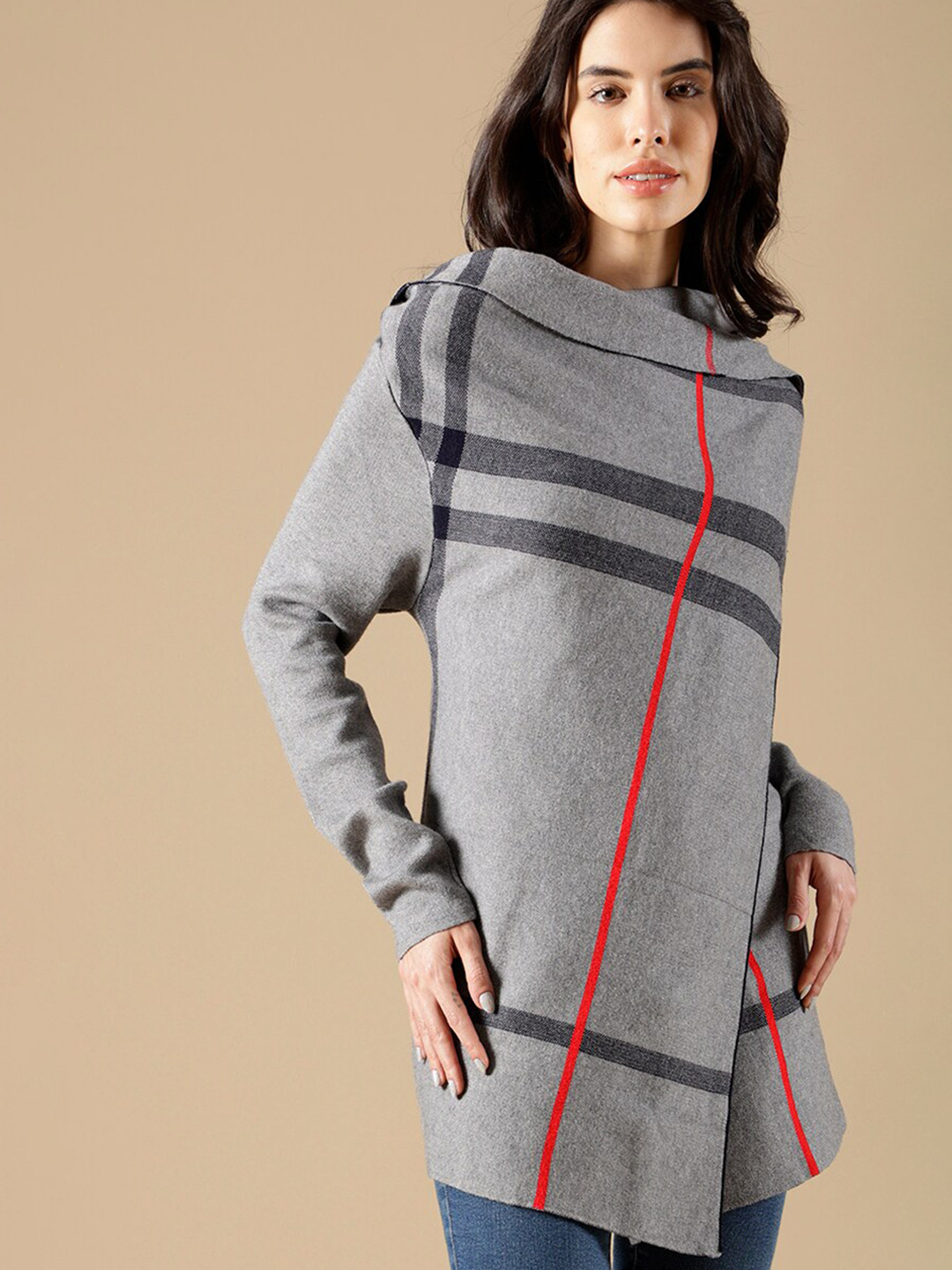 

Gipsy Striped Acrylic Cape, Grey