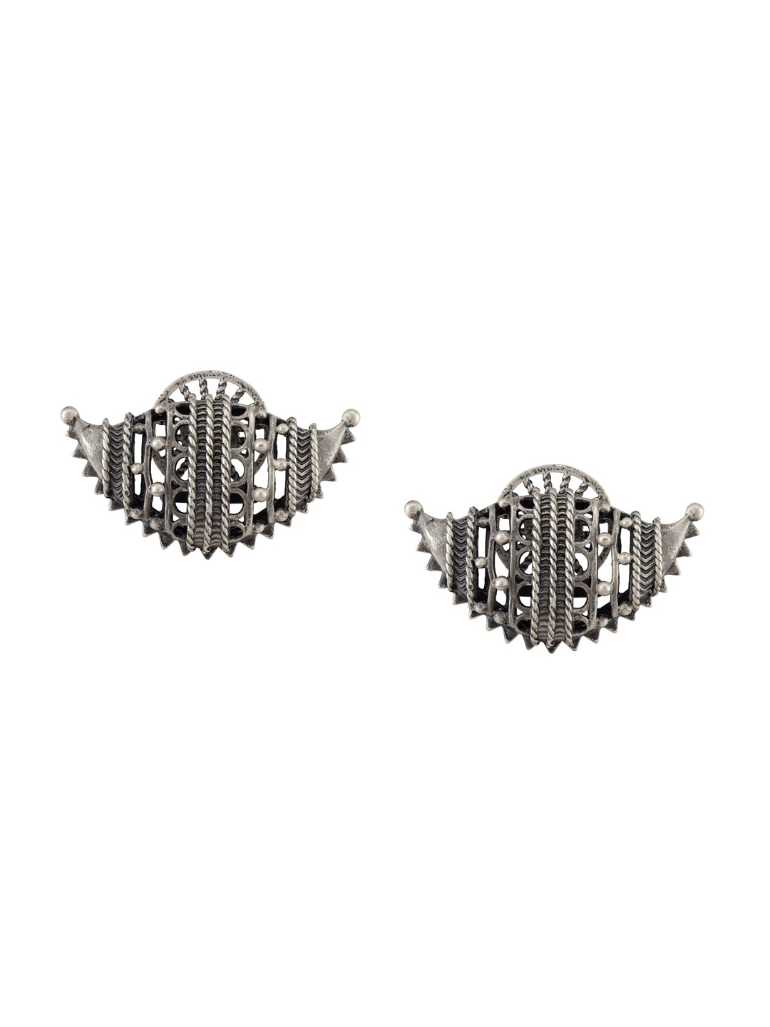 

Masaba Silver-Toned Contemporary Studs Earrings