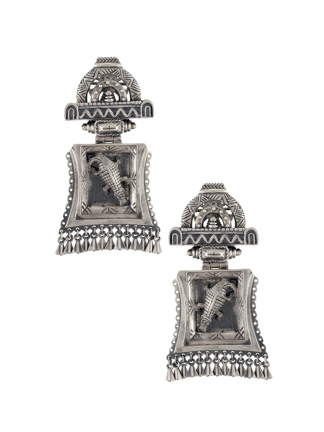 

Masaba Silver-Toned Contemporary Drop Earrings