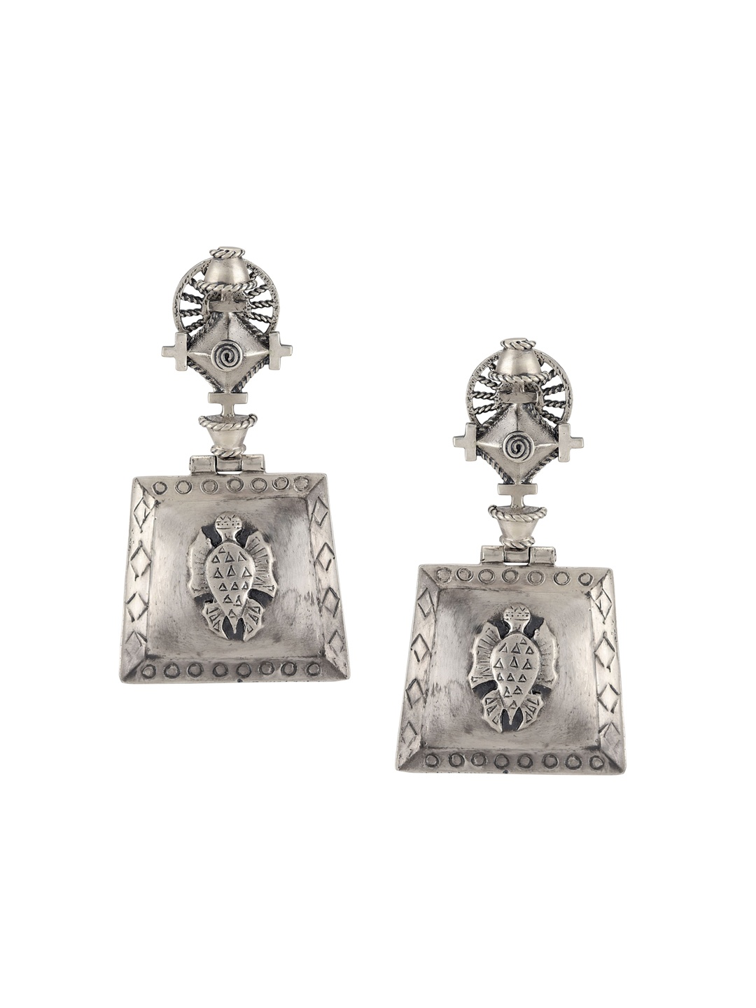 

Masaba Silver-Toned Contemporary Drop Earrings