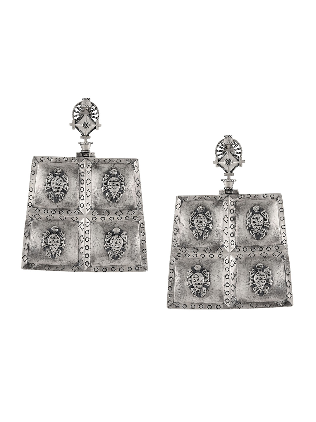 

Masaba Silver-Toned Contemporary Drop Earrings