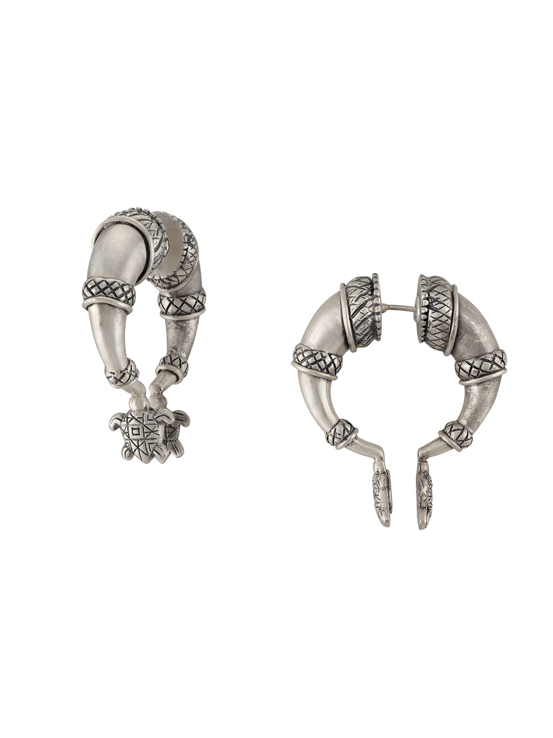 

Masaba Silver-Toned Contemporary Studs Earrings