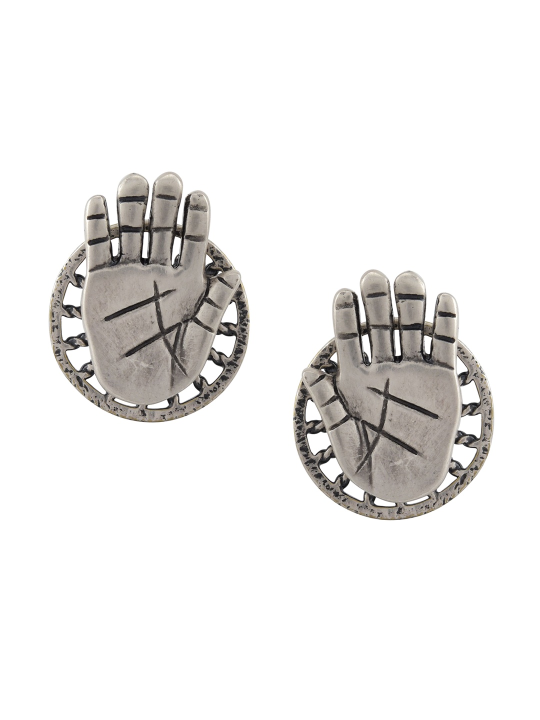 

Masaba Silver-Toned Contemporary Studs Earrings