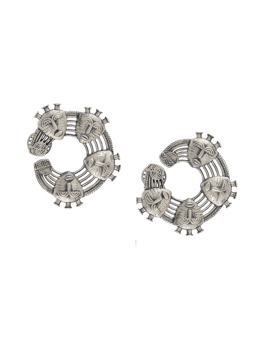 

Masaba Silver-Toned Contemporary Studs Earrings
