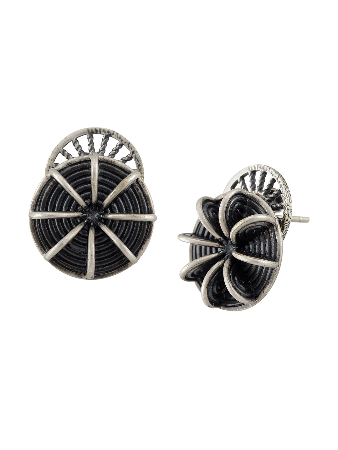 

Masaba Silver-Toned Contemporary Studs Earrings