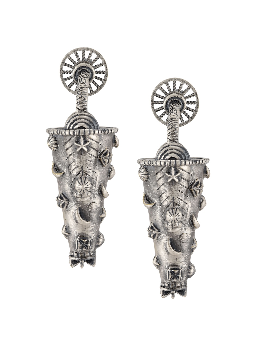 

Masaba Silver-Toned Contemporary Drop Earrings