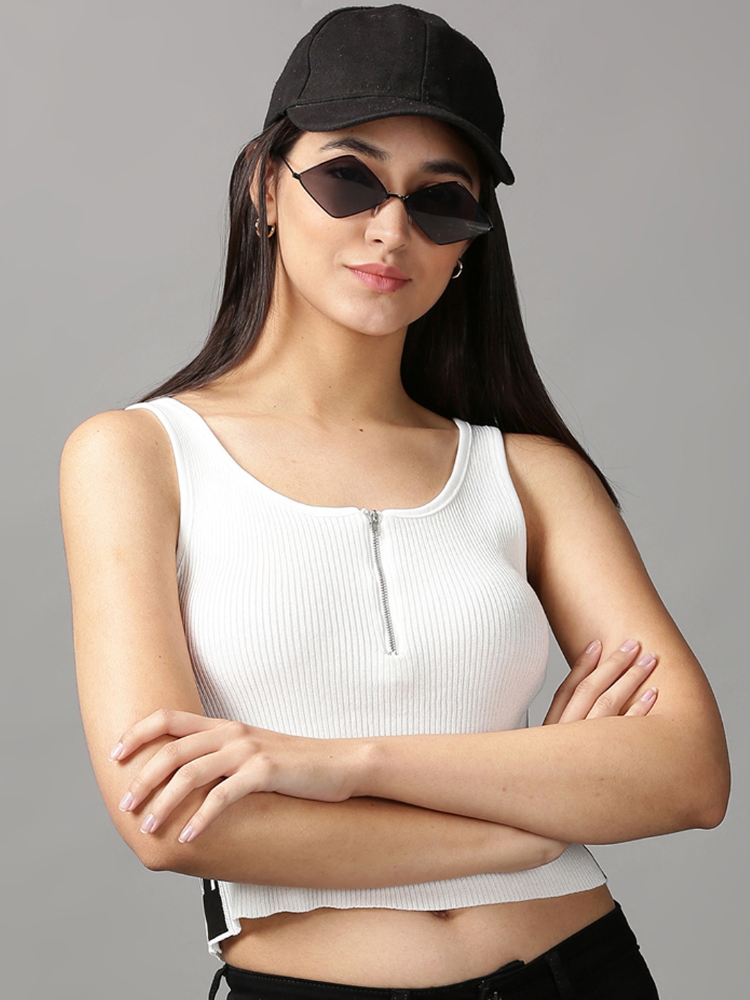 

SHOWOFF Women White Crop Top