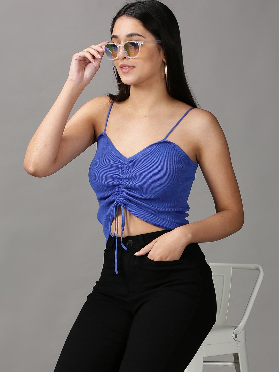 

SHOWOFF Women Blue Bralette Crop Top