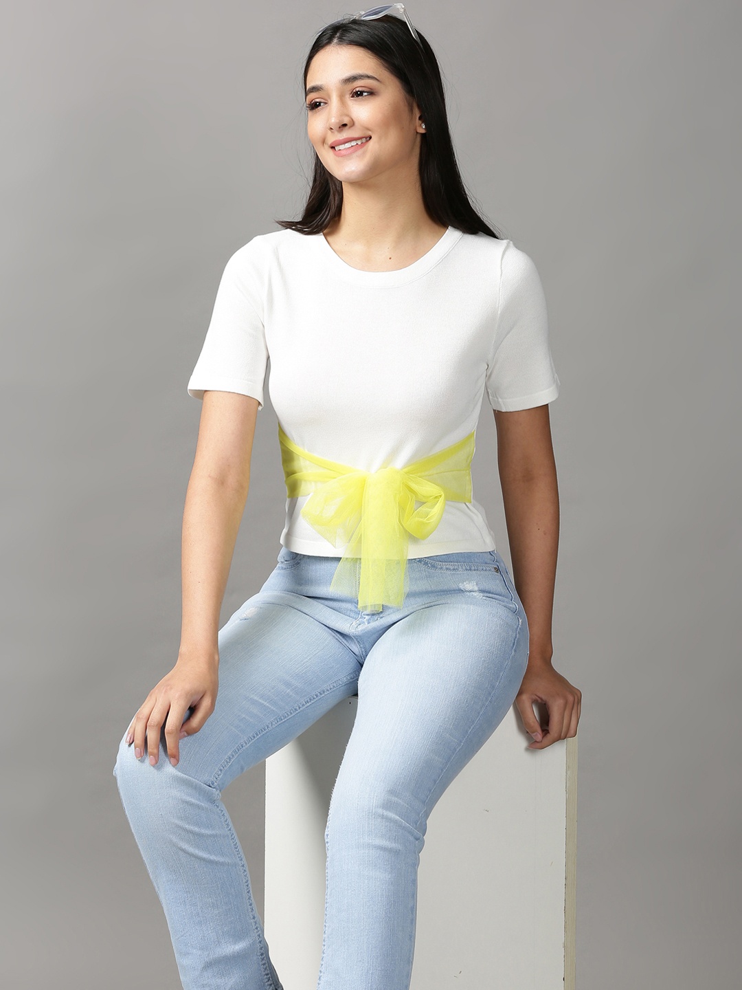 

SHOWOFF Women White Print Top