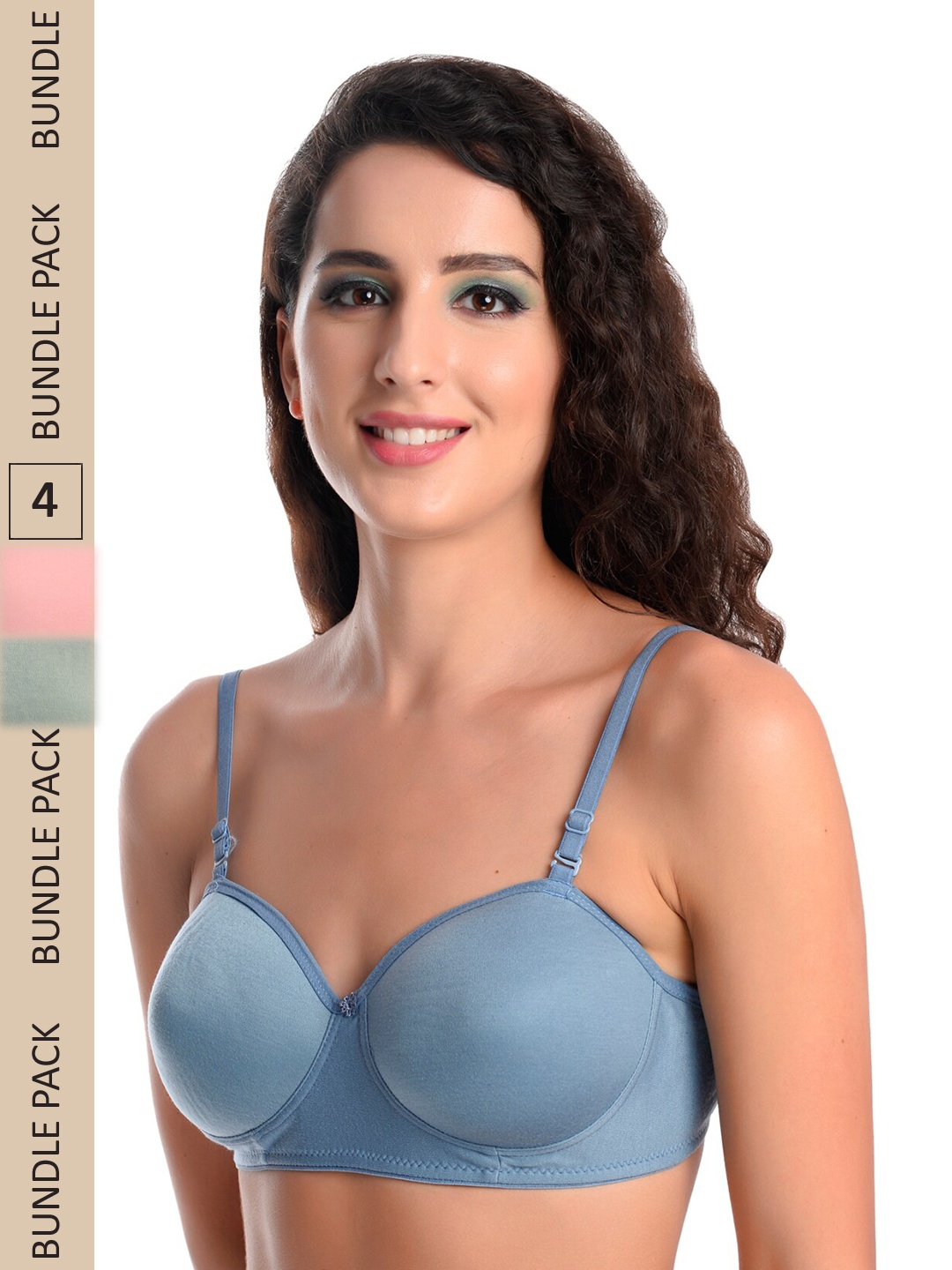 

Designer Bugs Pink & Green Pack Of 3 Lightly Padded Bra