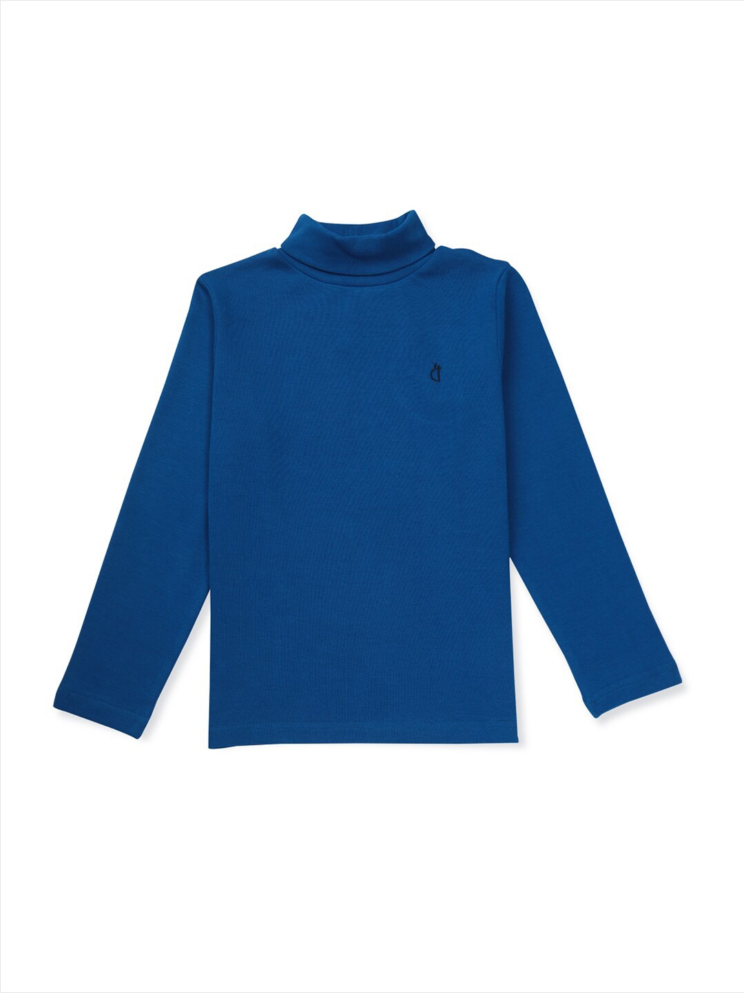 

Gini and Jony Girls Blue Turtle Neck Pure Cotton T-shirt