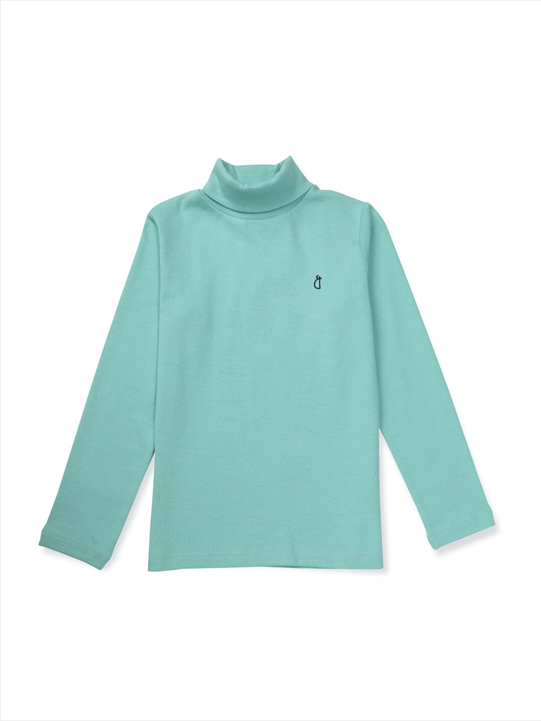 

Gini and Jony Girls Blue Turtle Neck Pure Cotton T-shirt