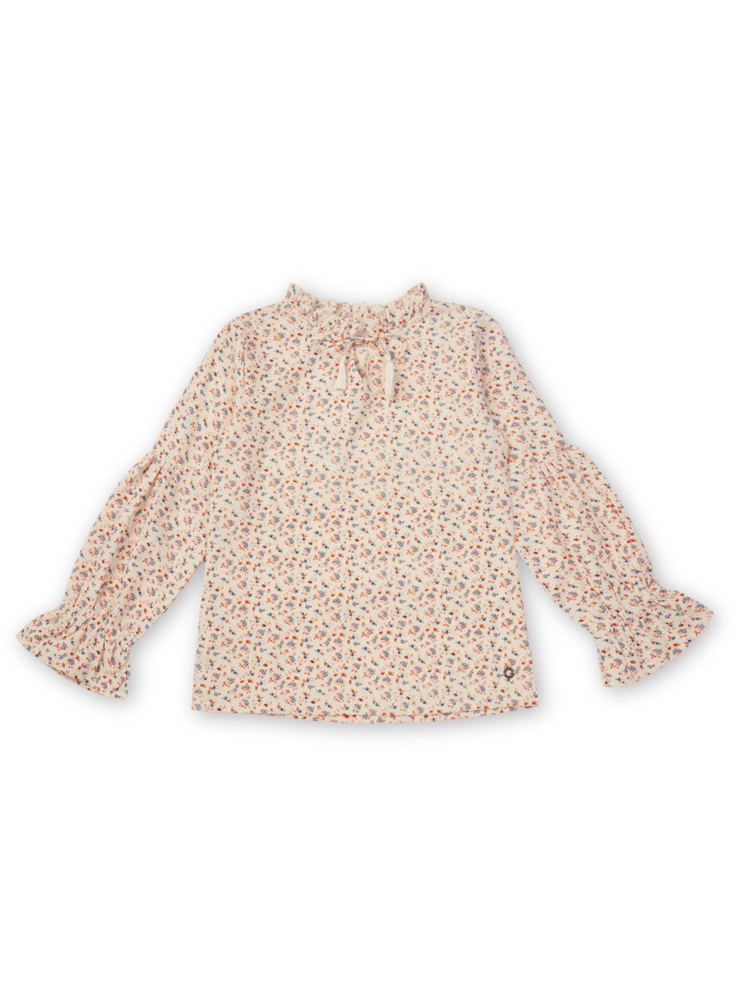 

Gini and Jony Beige & Red Pure Cotton Floral Print Tie-Up Neck Top
