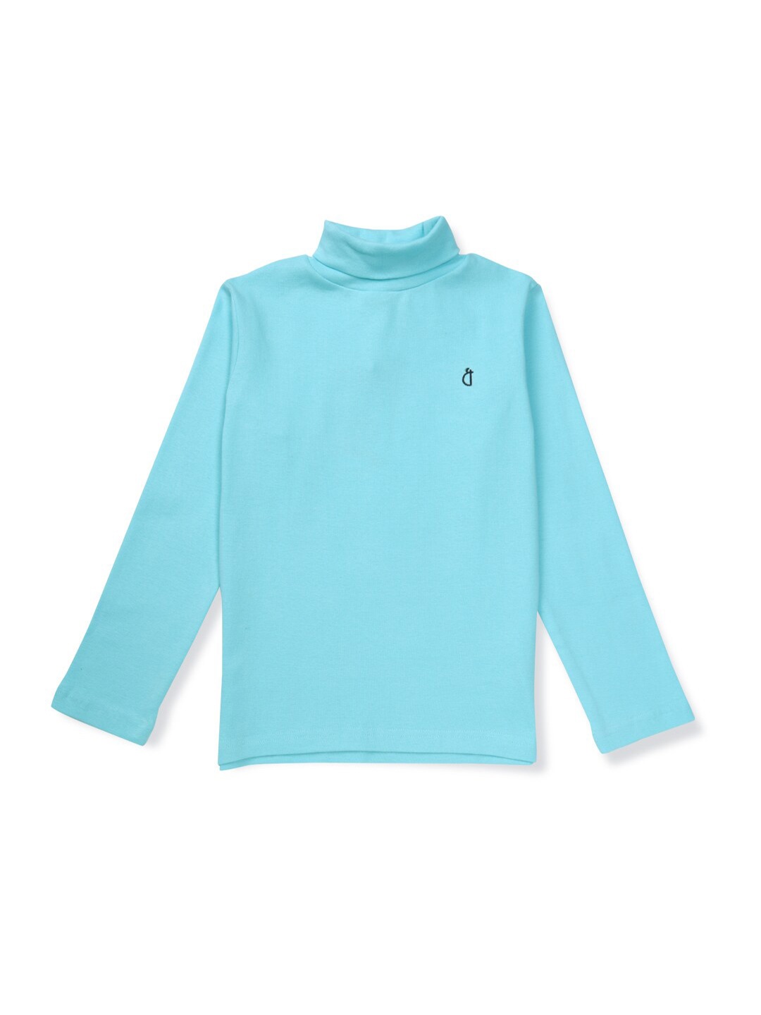 

Gini and Jony Girls Blue Turtle Neck Cotton T-shirt