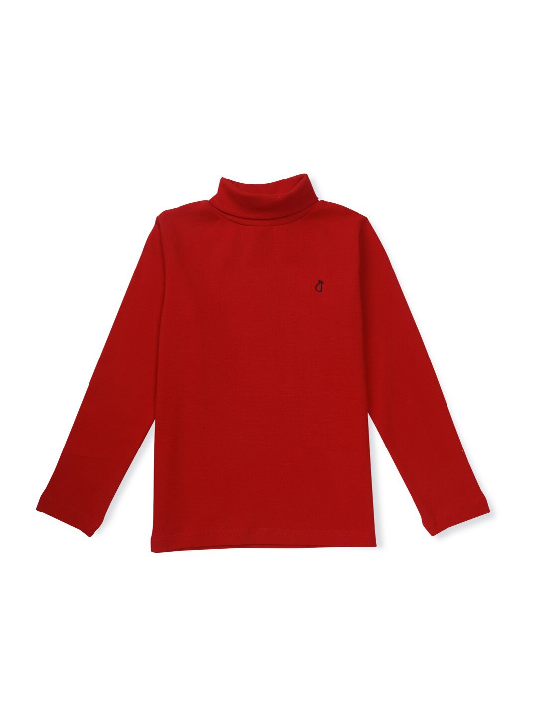 

Gini and Jony Girls Red Turtle Neck Cotton T-shirt