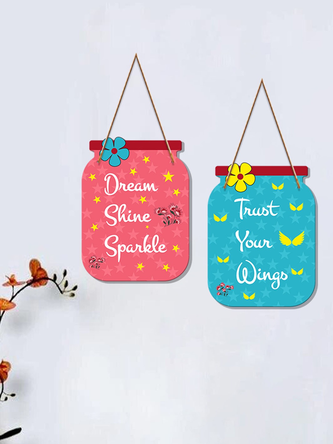 

ArtVibes Coral & Blue Set of 2 Digital Printed Wooden Wall Decor