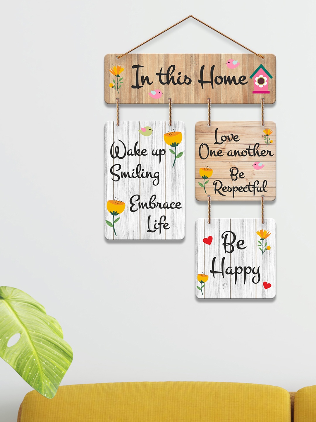 

ArtVibes White & Beige Printed Wooden Wall Hanging Decoration
