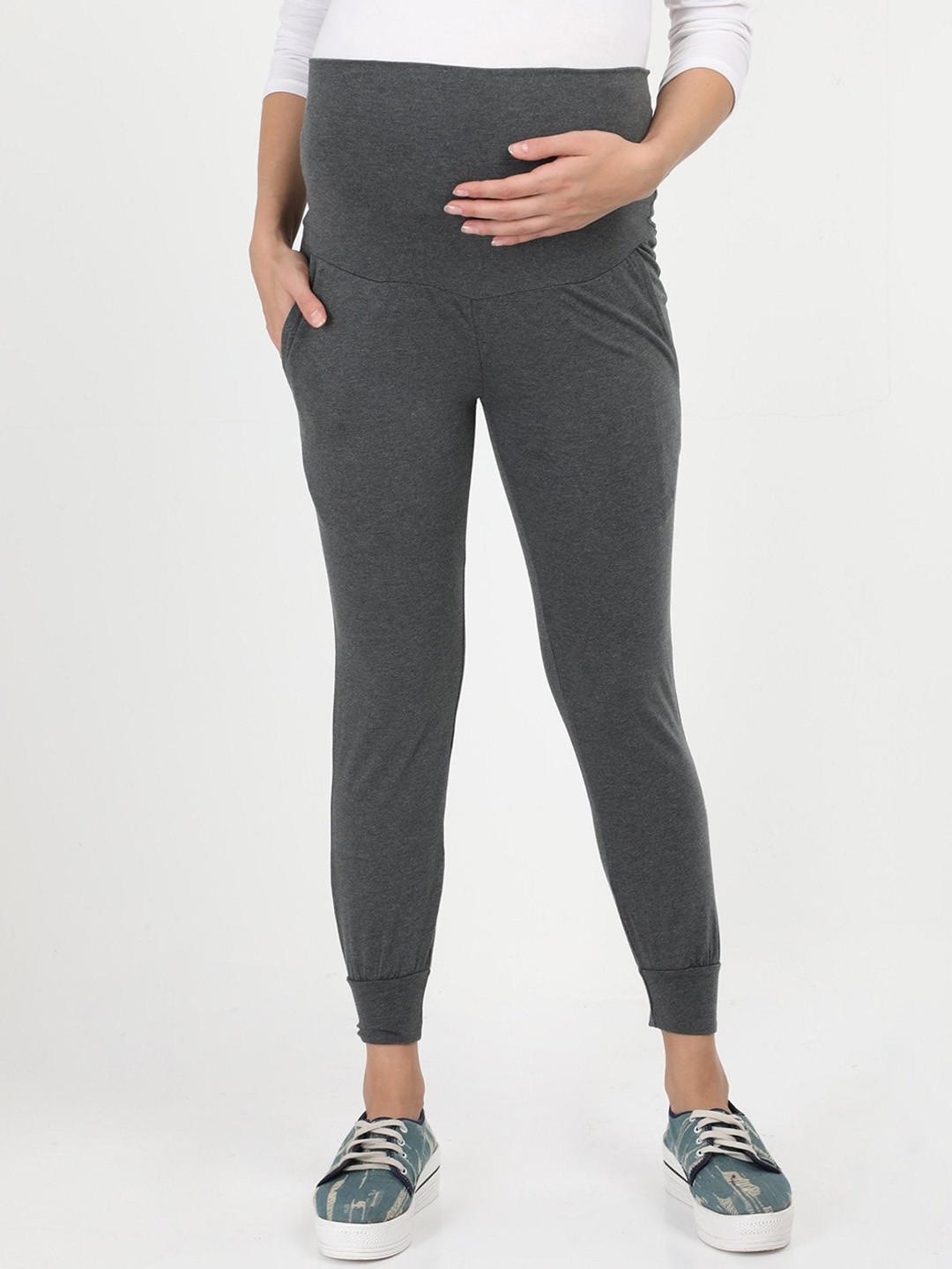 

The Mom Store Women Dark Grey Solid Maternity Joggers