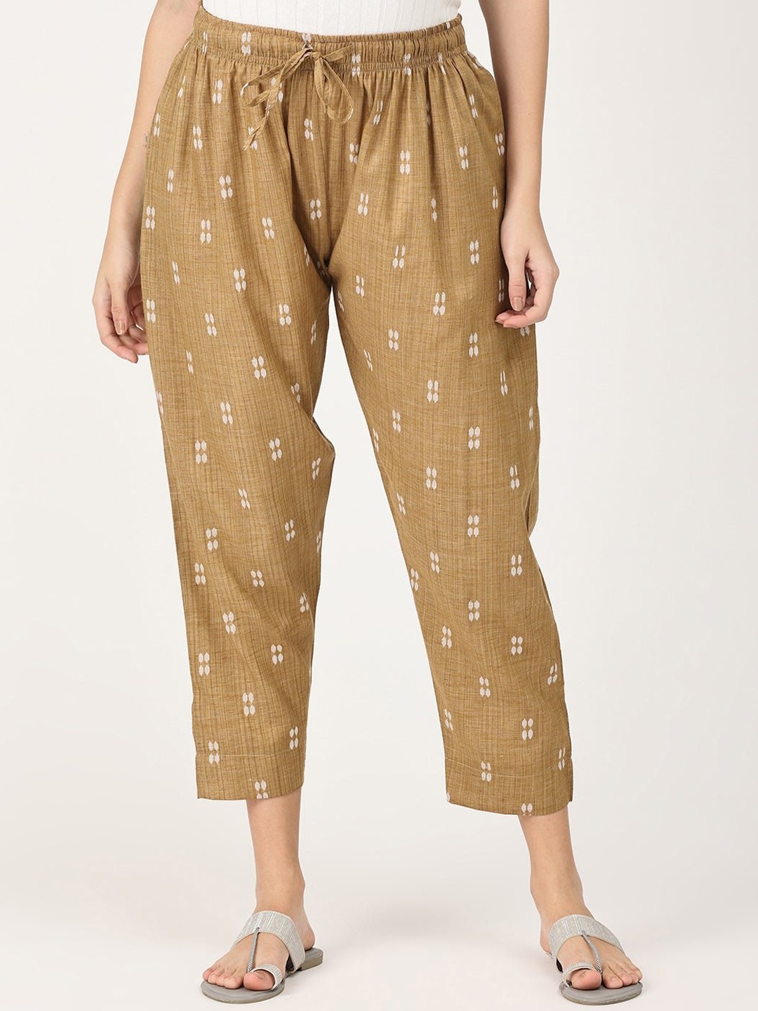 

The Mom Store Women Khaki Printed Maternity Pure Cotton Lounge Pant