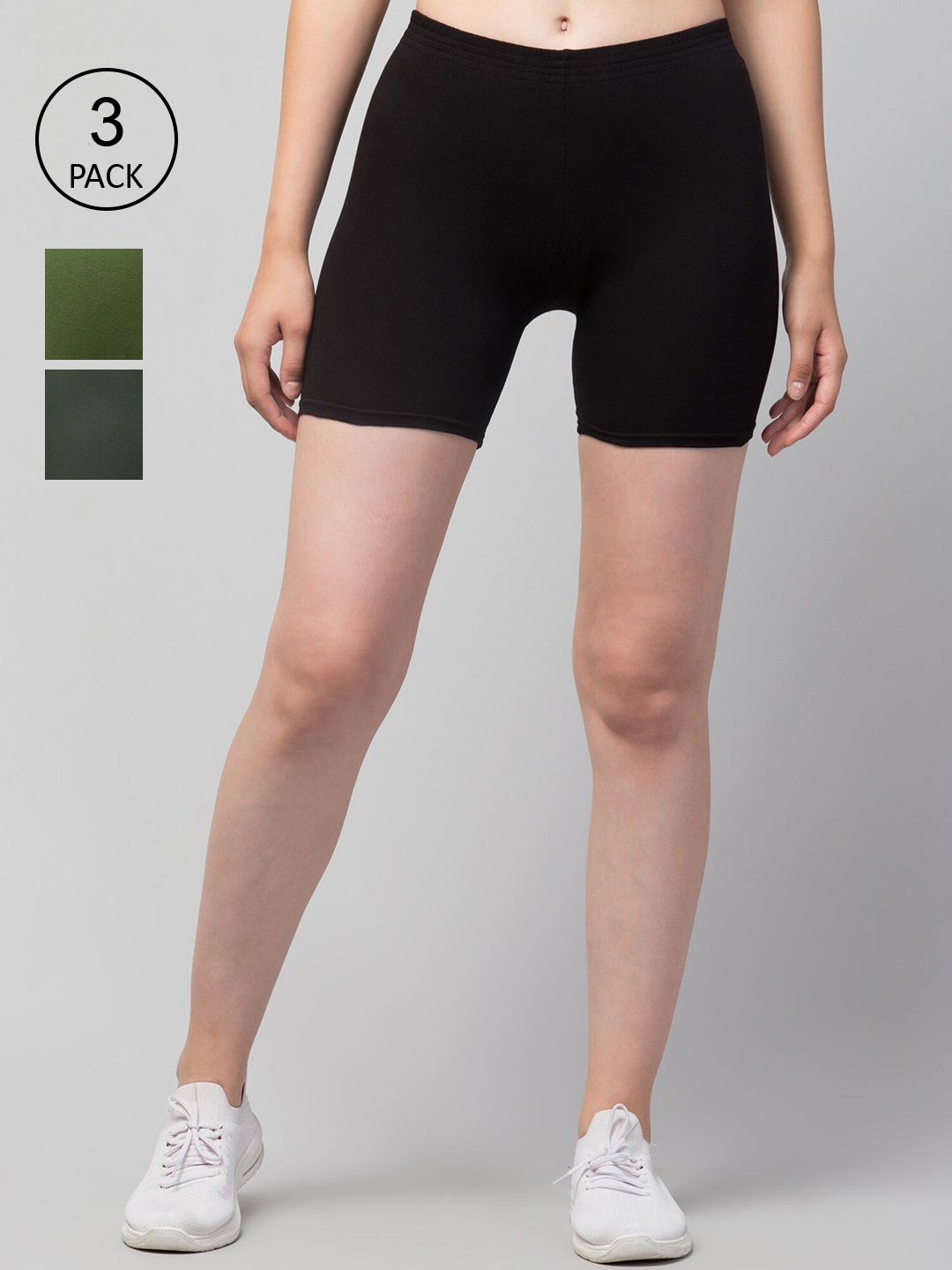 

Apraa & Parma Pack of 3 Slim Fit Cotton Cycling Sports Shorts, Black