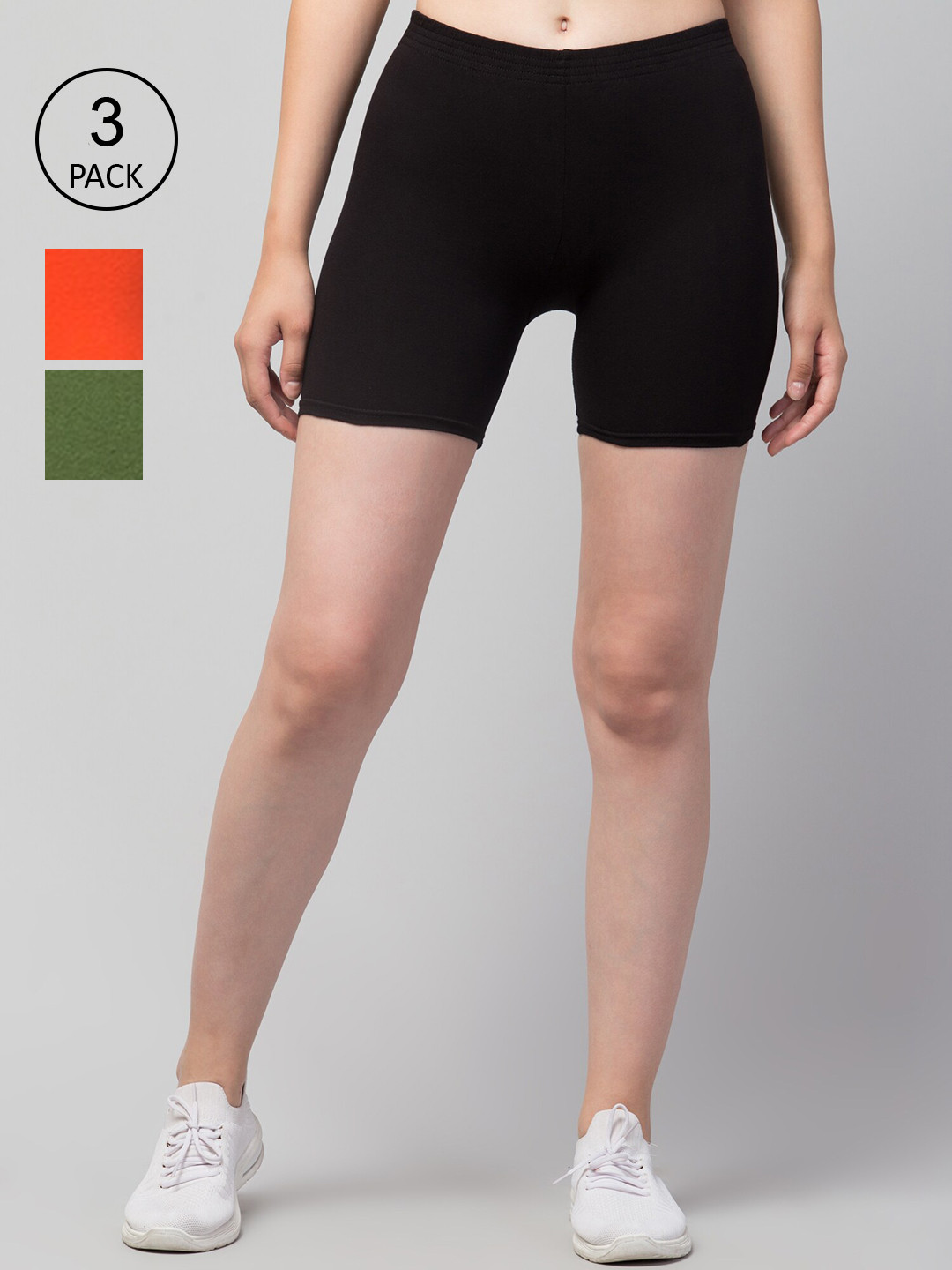 

Apraa & Parma Pack of 3 Slim Fit Cotton Cycling Sports Shorts, Black