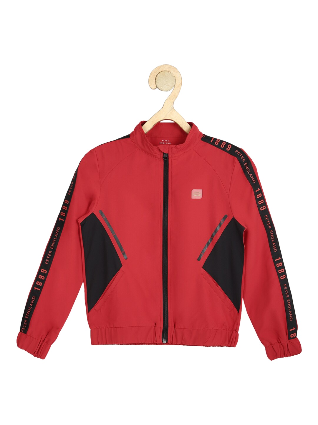 

Peter England Boys Red Black Colourblocked Bomber Jacket