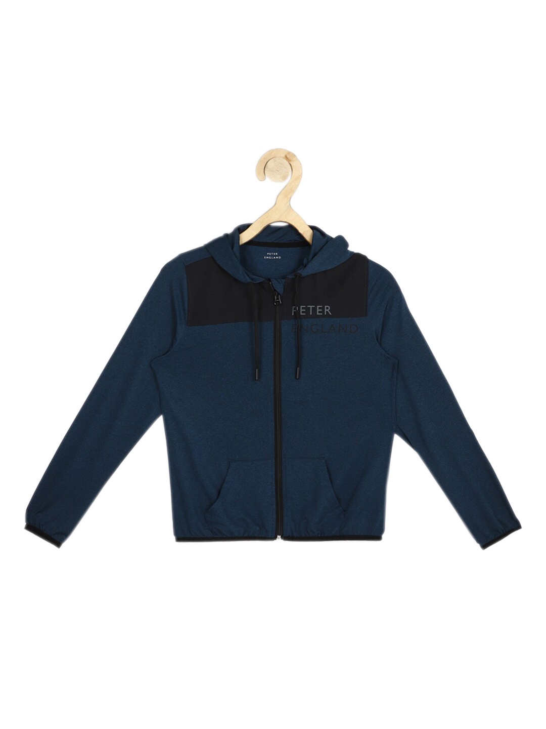 

Peter England Boys Navy Blue Black Colourblocked Bomber Jacket