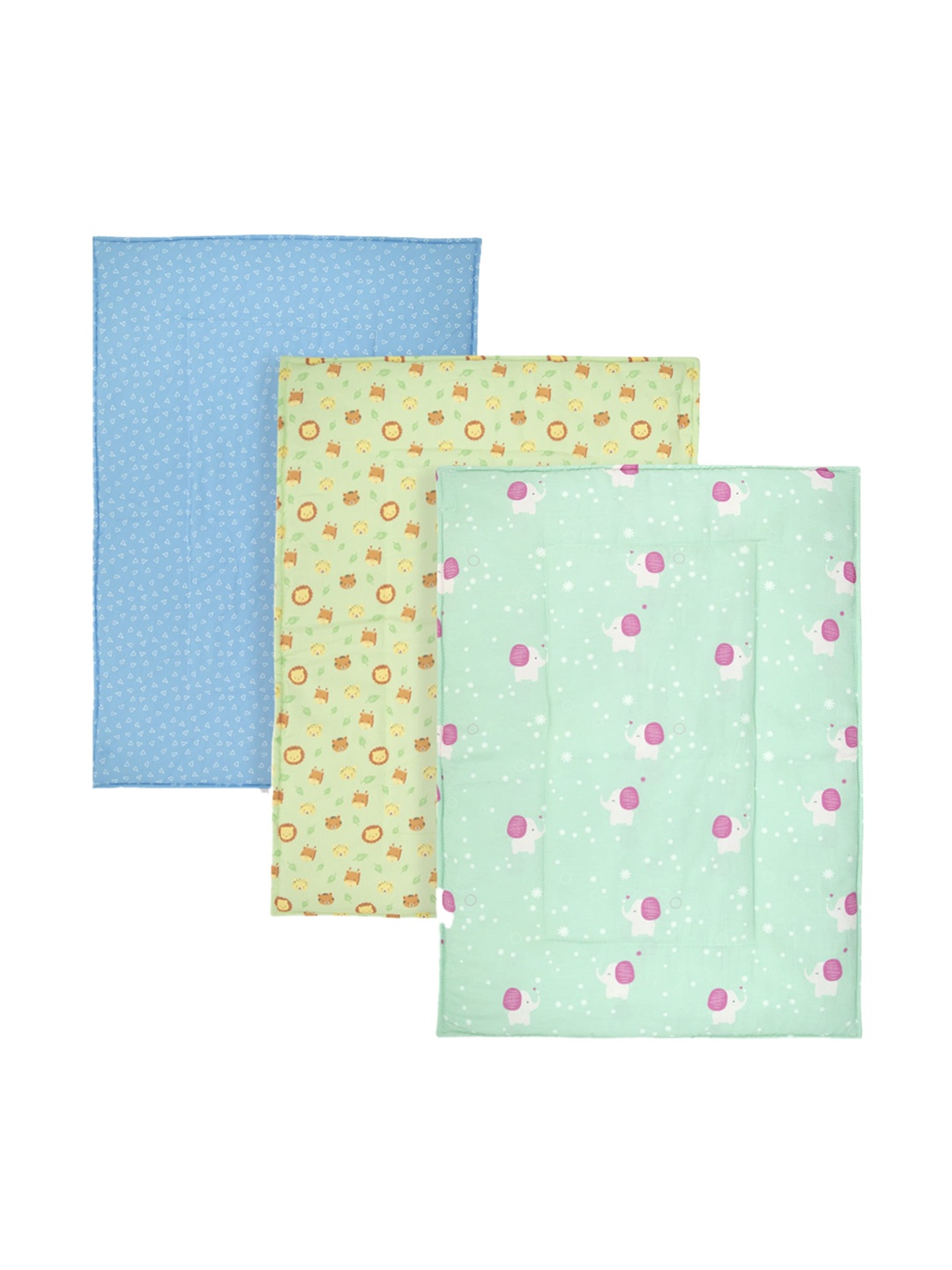 

TIDY SLEEP Infants Set of 3 Printed Cotton Diaper Changing Mats, Blue