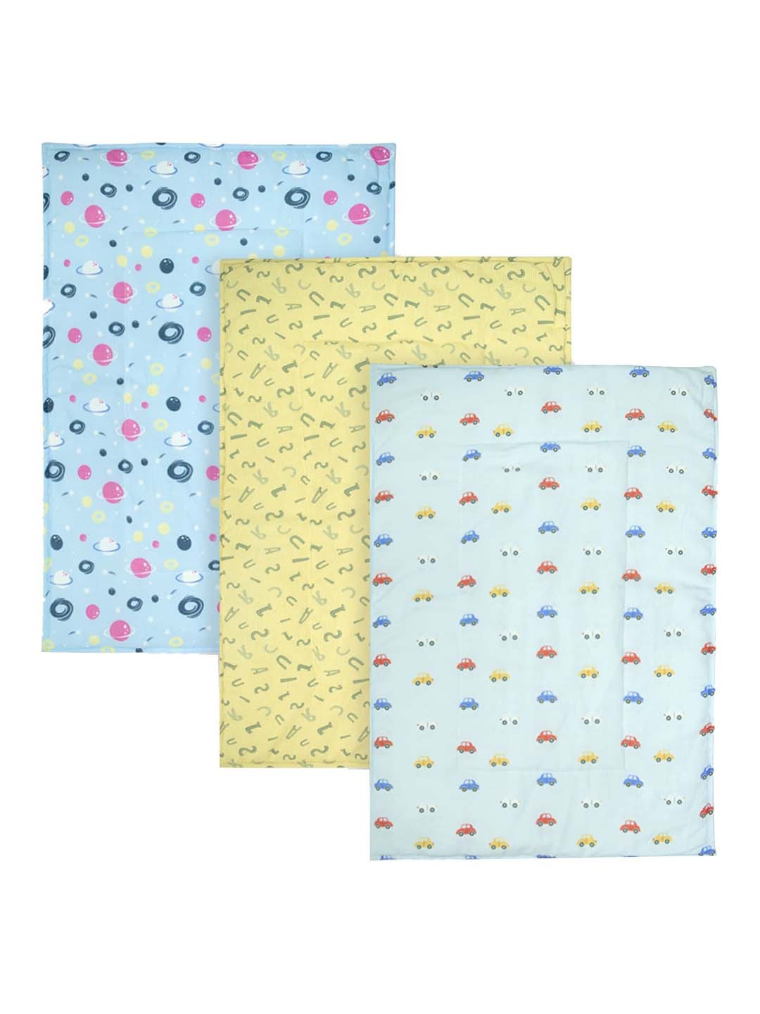 

TIDY SLEEP Infants Set of 3 Printed Cotton Diaper Changing Mats, Blue