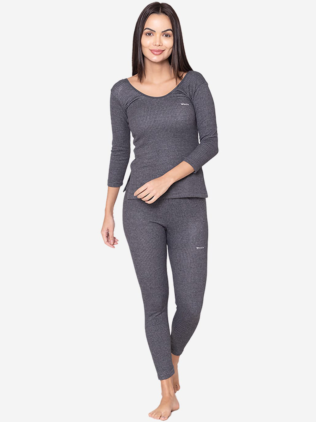 

GROVERSONS Paris Beauty Women Black Solid Thermal Set, Grey