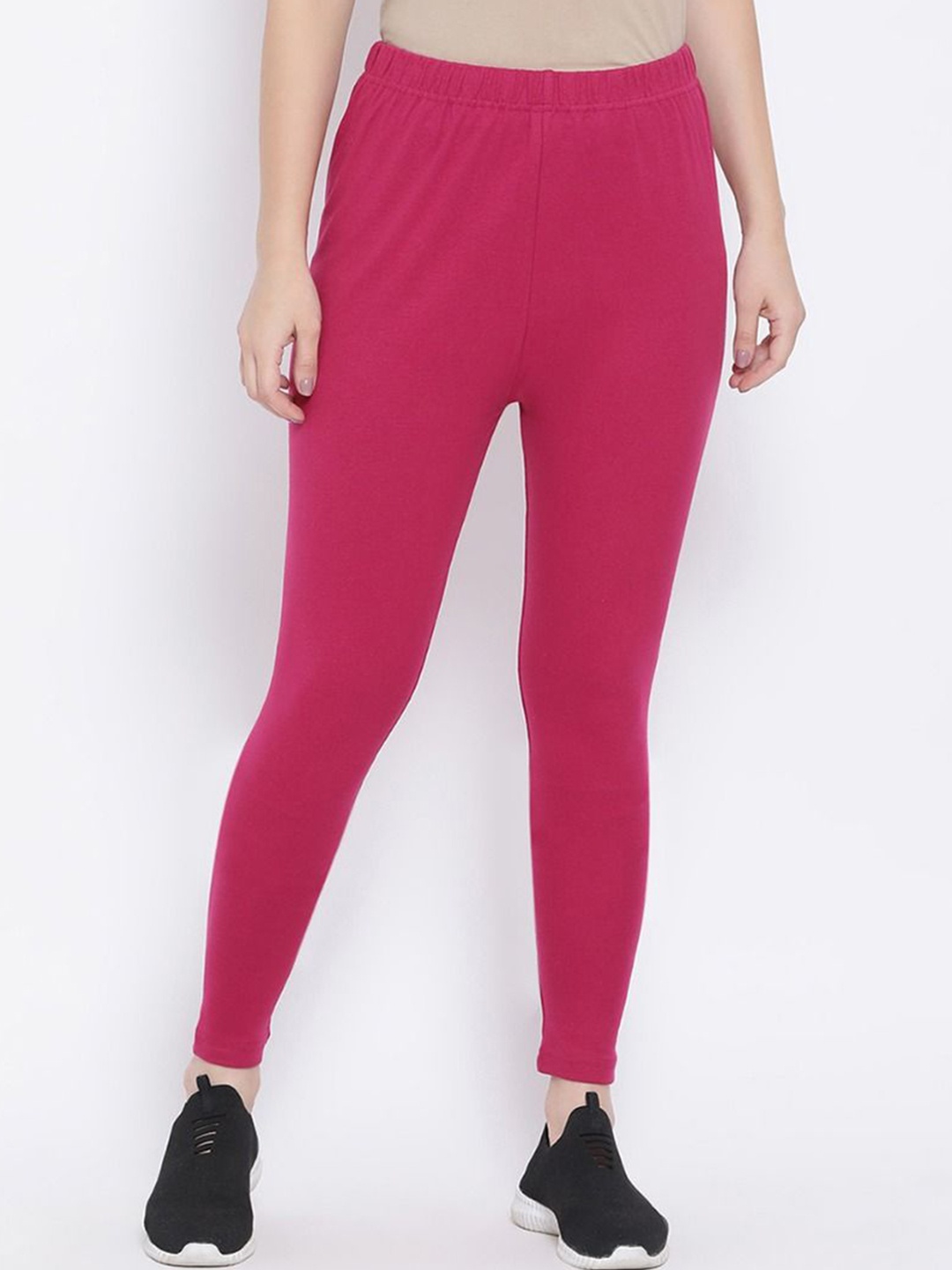

KEX Women Pink Cotton Ankle-Length Leggings