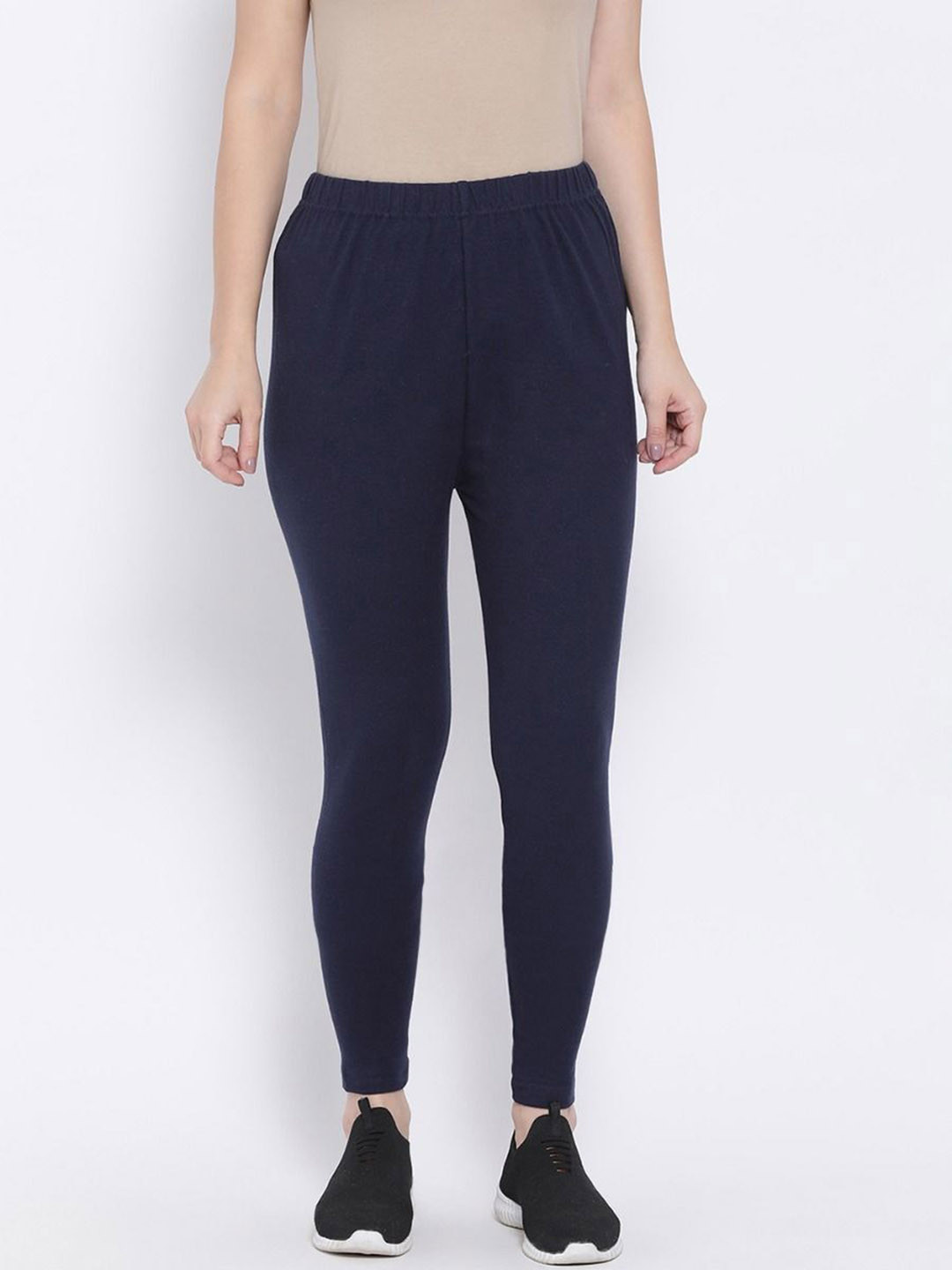 

KEX Women Navy Blue Solid Ankle-Length Leggings