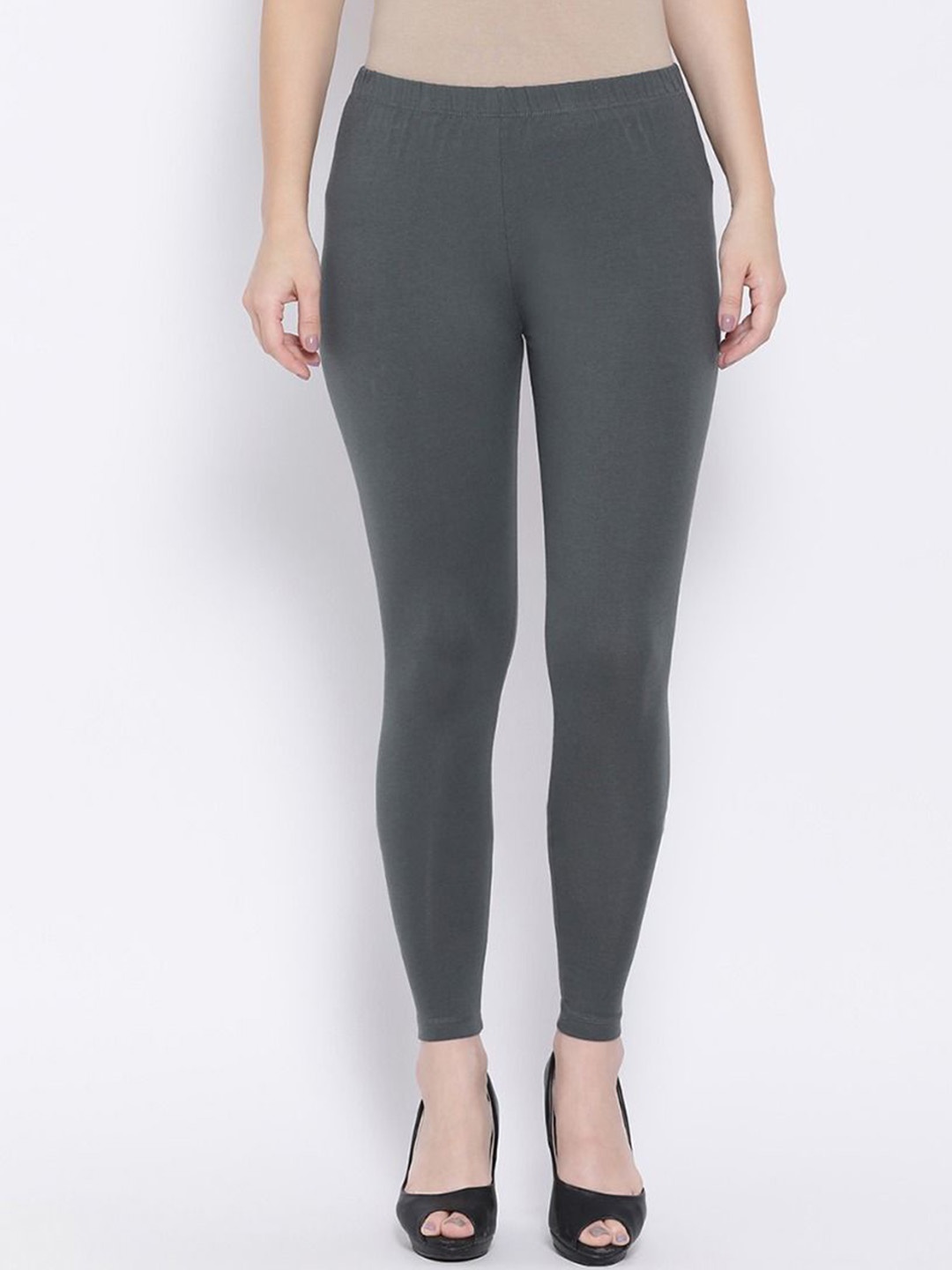 

KEX Women Grey Cotton Ankle-Length Leggings