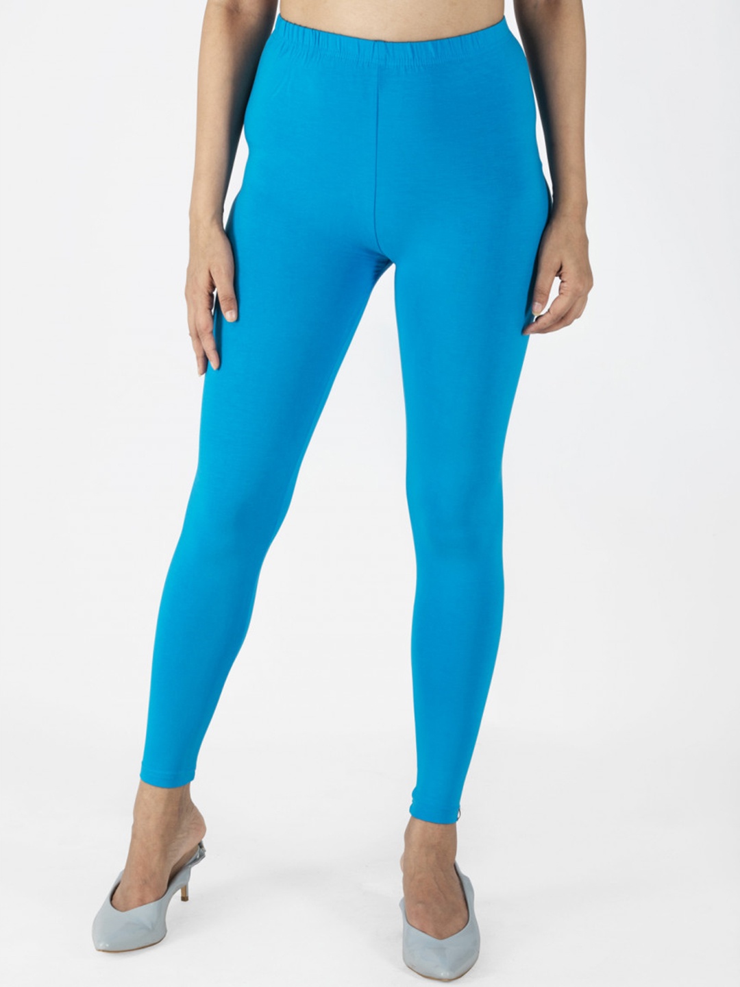 

KEX Women Blue Solid Slim-Fit Cotton Ankle-Length Leggings