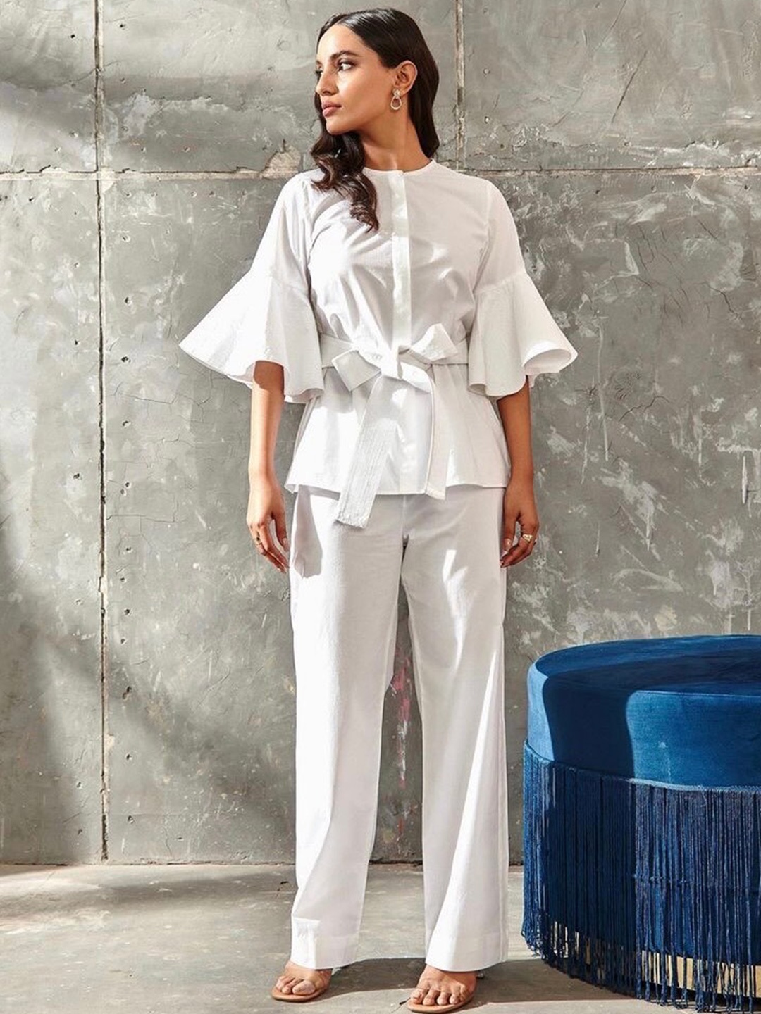 

KHUSHBOO AND PANKAJ Women White Solid Co-Ords Set