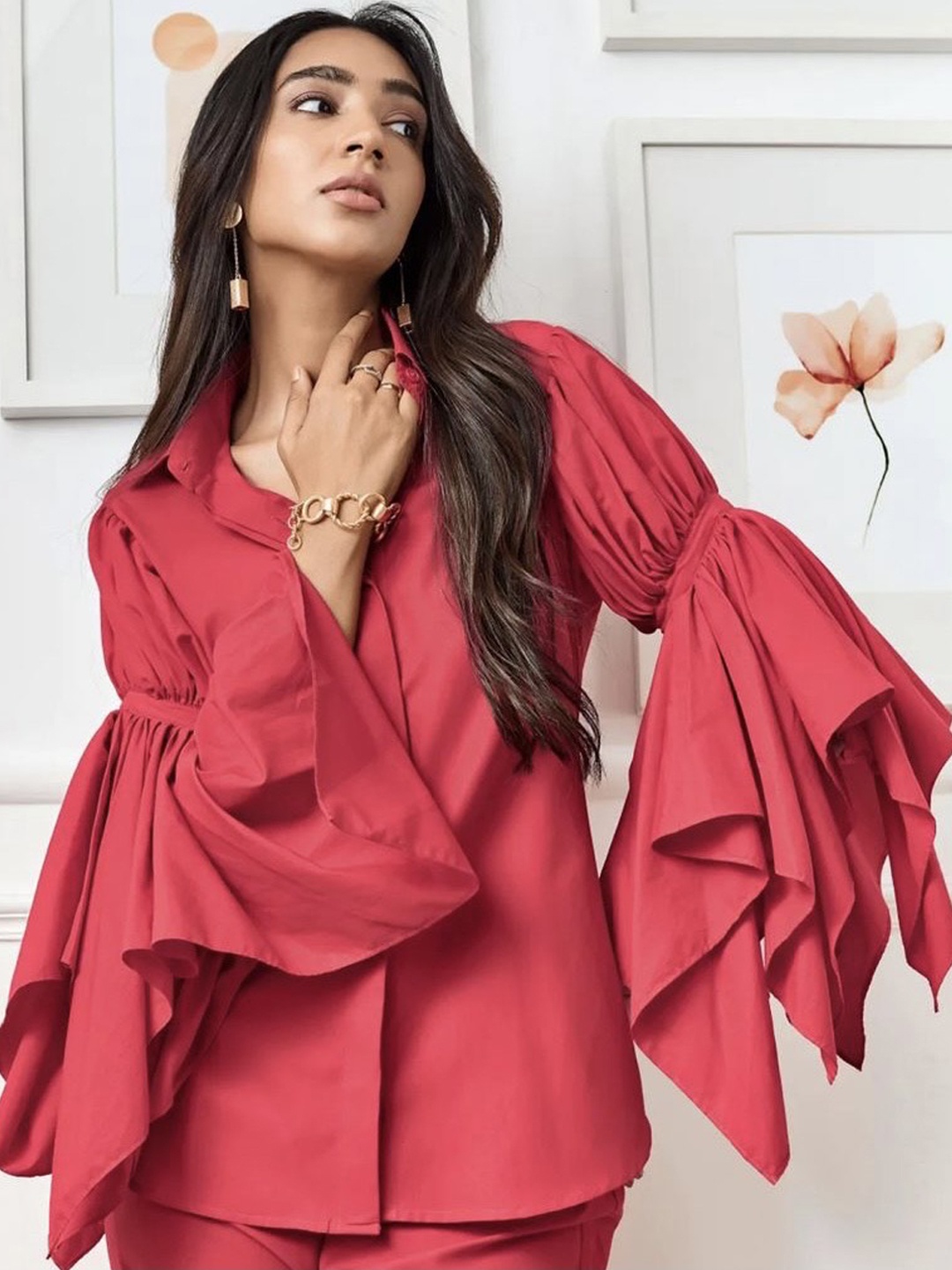 

KHUSHBOO AND PANKAJ Women Red Cotton Co-Ords Set