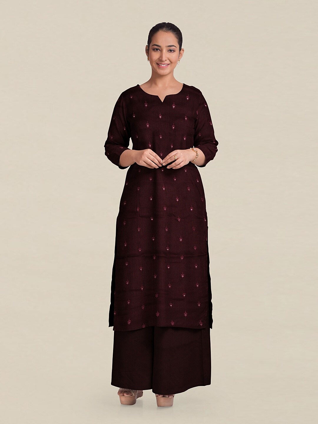 

Pothys Purple & Black Printed Unstitched Dress Material