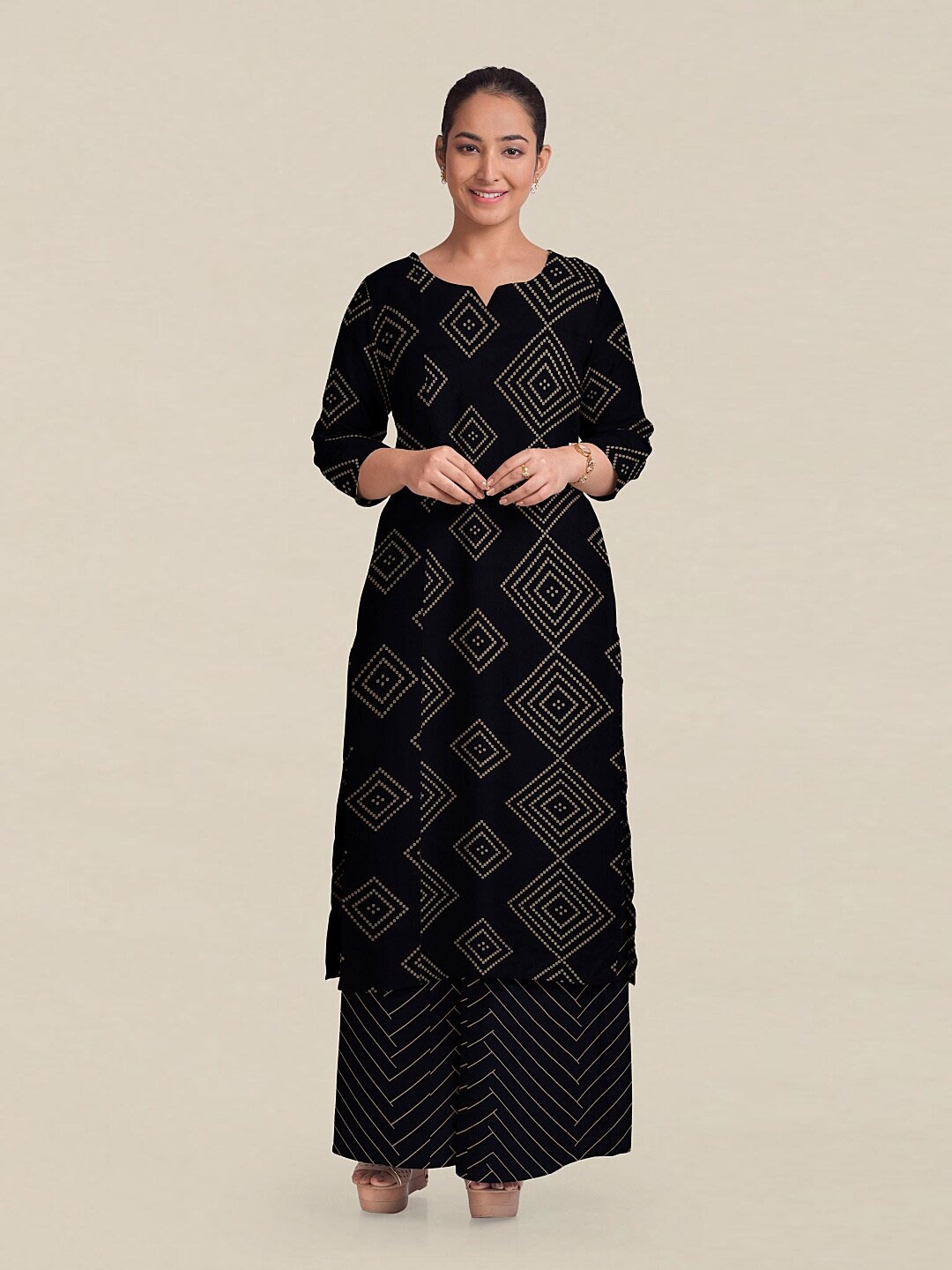 

Pothys Navy Blue & Beige Printed Unstitched Dress Material