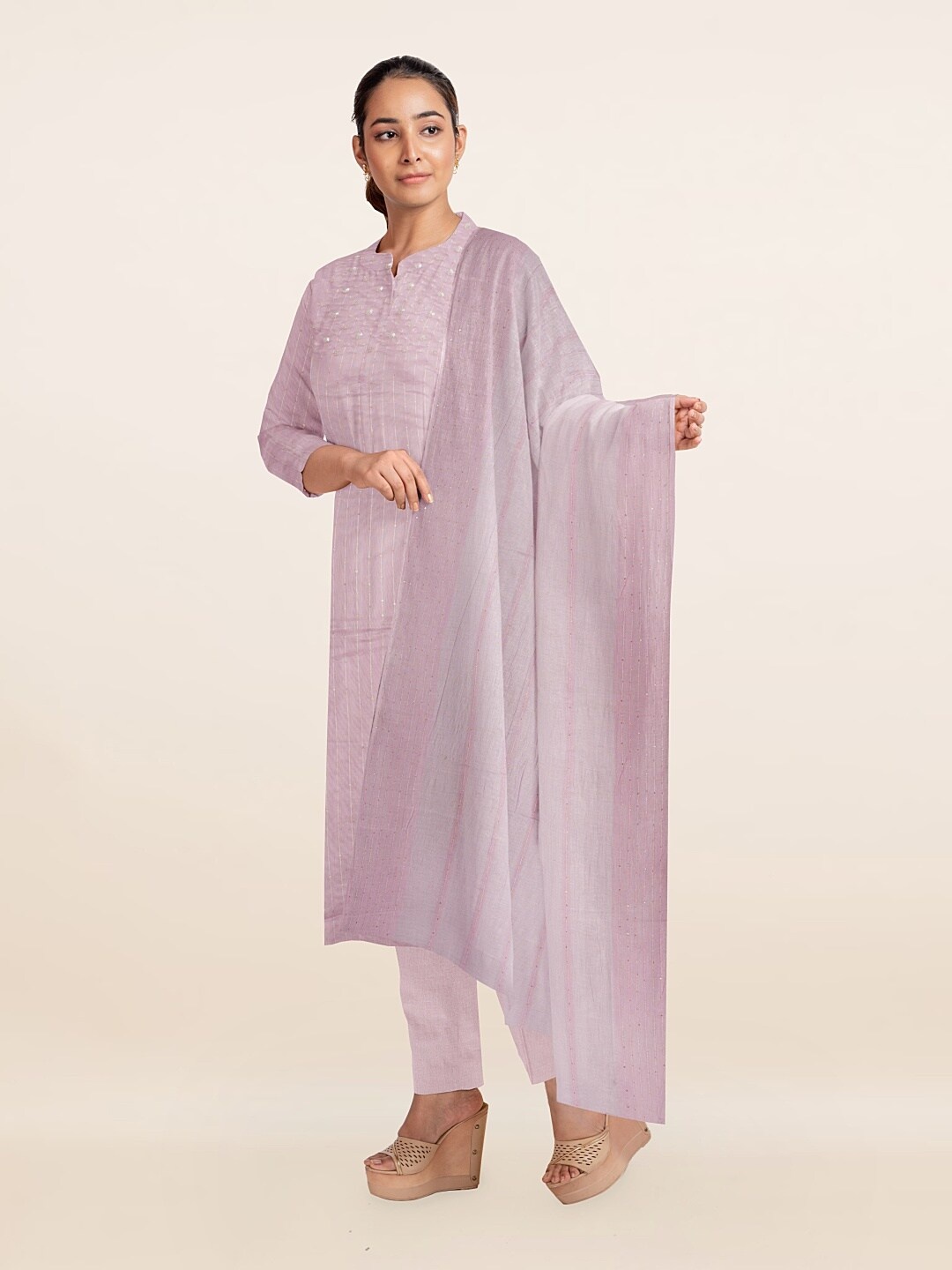 

Pothys Pink Embroidered Unstitched Dress Material