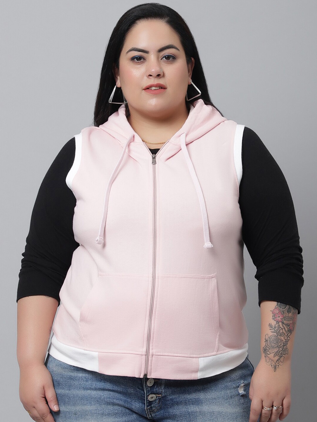 

Rute Women Pink Hooded Plus Size Fleece Sweatshirt
