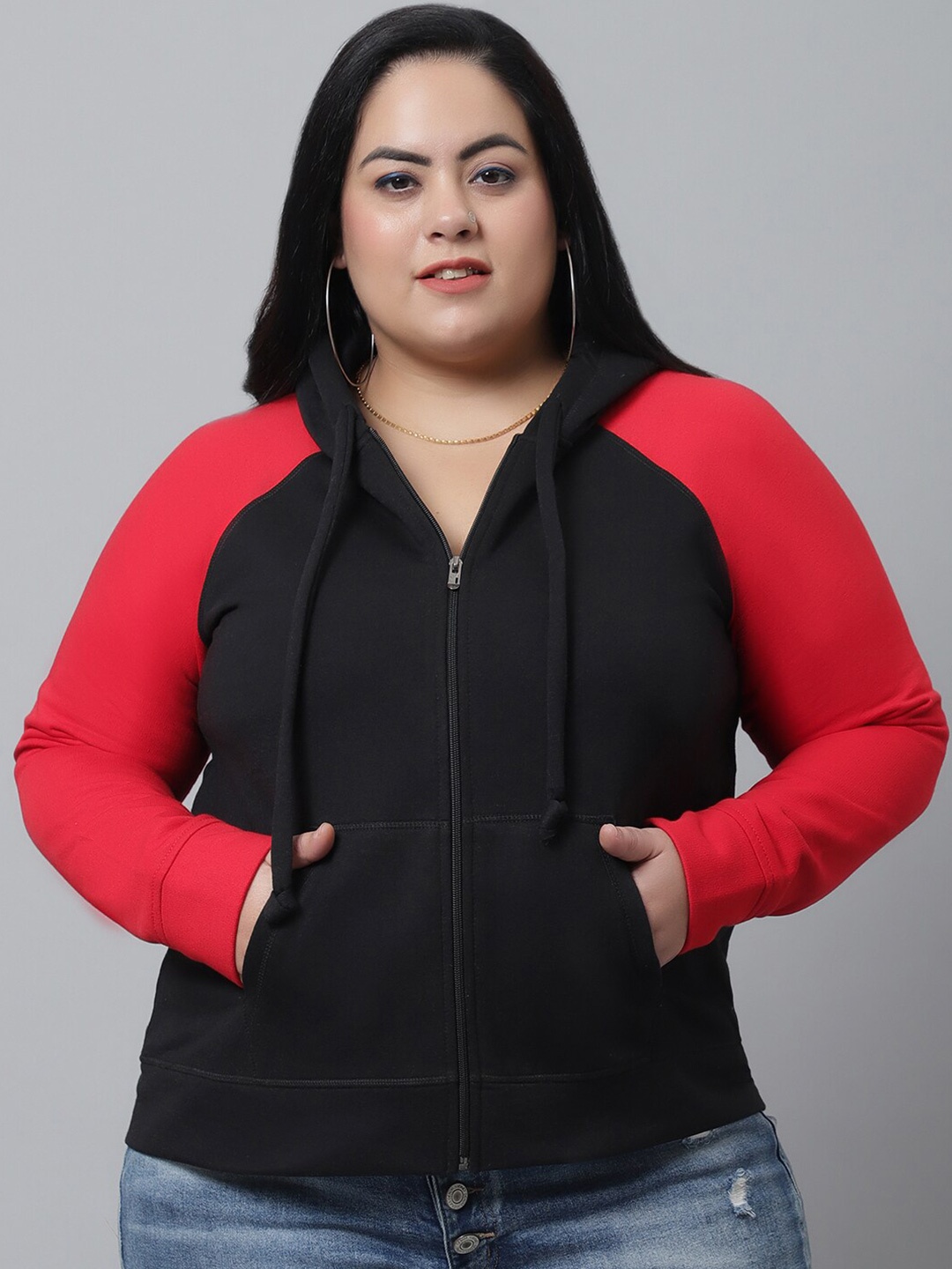 

Rute Women Black Hooded Plus Size Fleece Sweatshirt