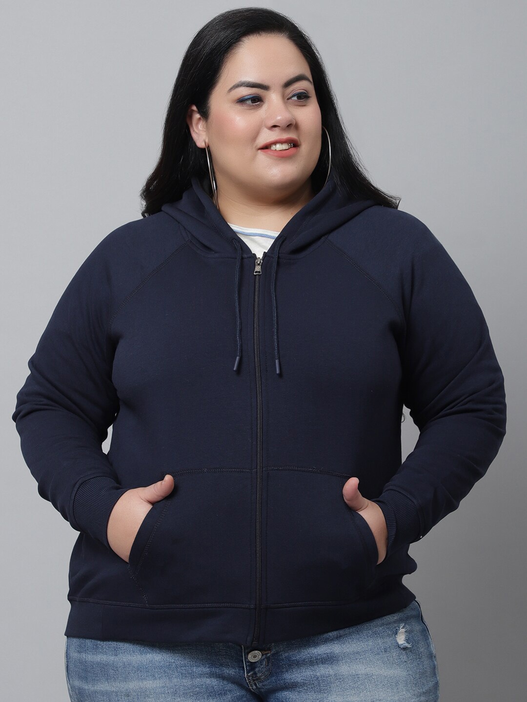 

Rute Women Blue Hooded Plus Size Fleece Sweatshirt