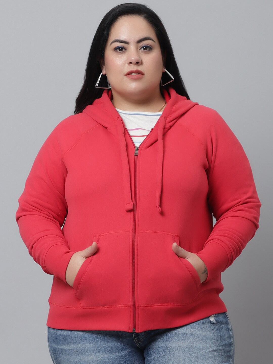 

Rute Women Red Hooded Plus Size Fleece Sweatshirt