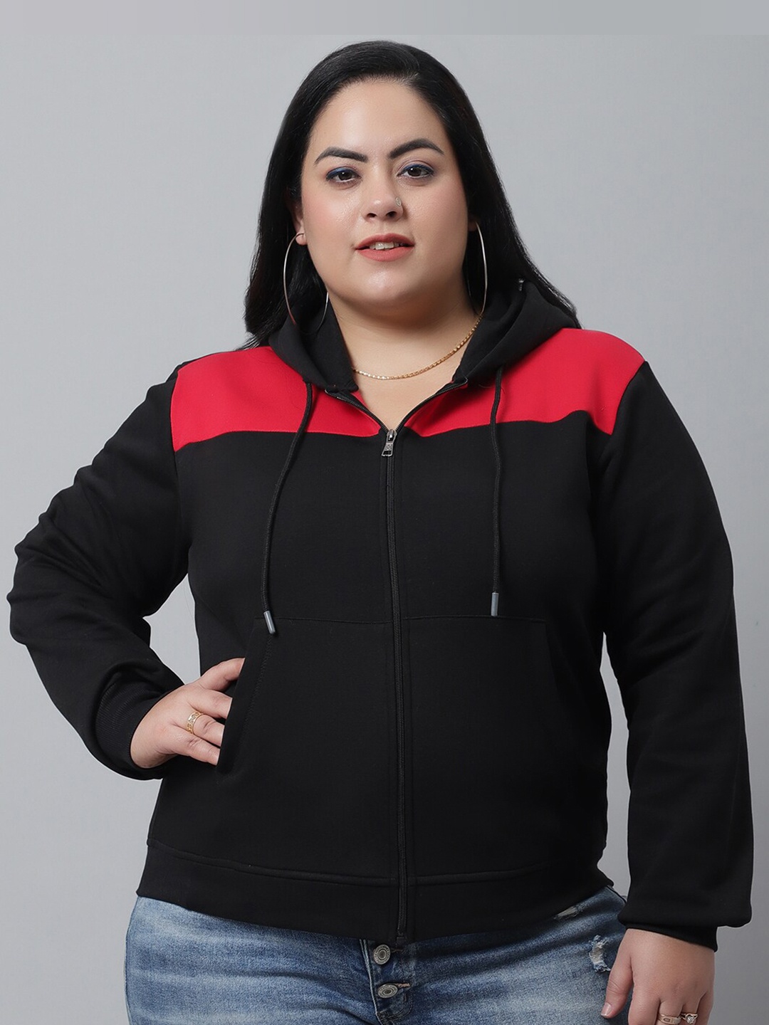 

Rute Women Black Hooded Plus Size Fleece Sweatshirt