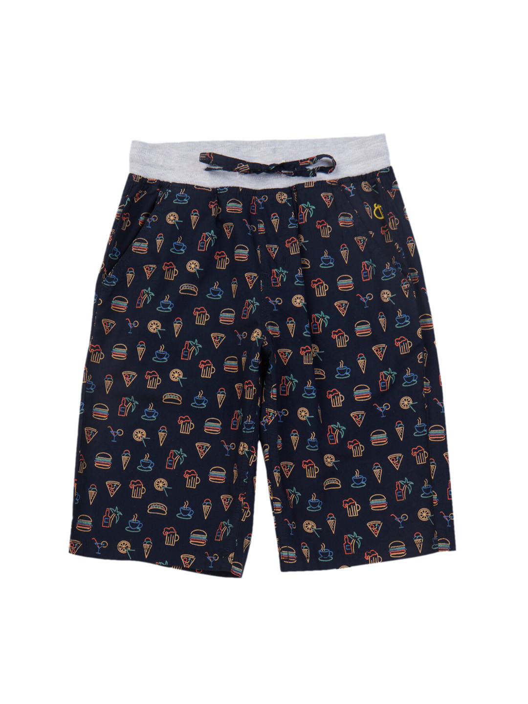 

Gini and Jony Boys Navy Blue Cotton Printed Shorts