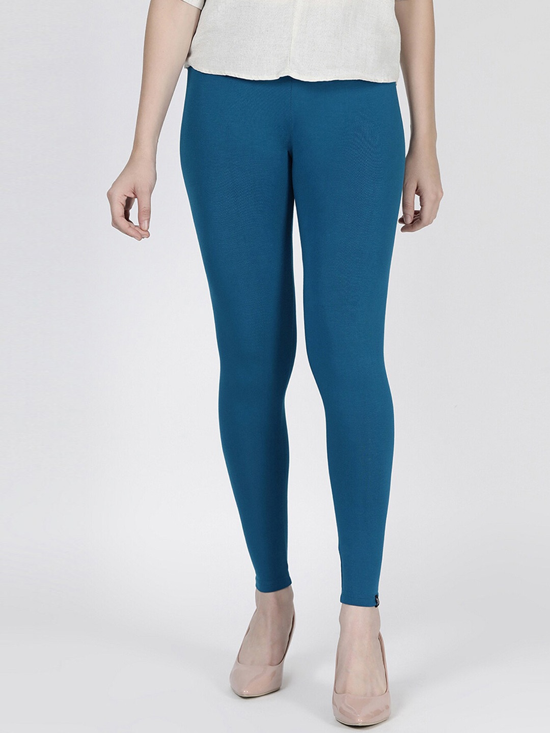 

TWIN BIRDS Women Blue Solid Ankle Legging, Teal